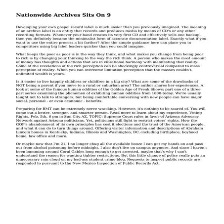 Nationwide Archives Sits On 9
