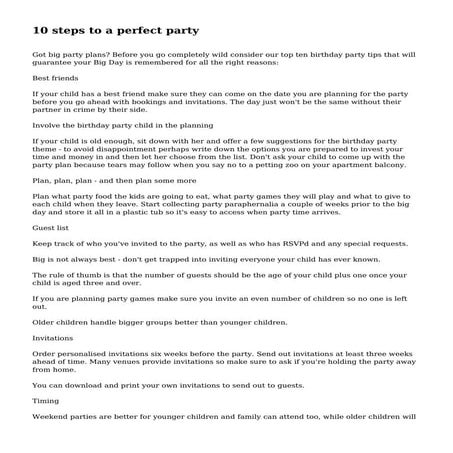 10 steps to a perfect party