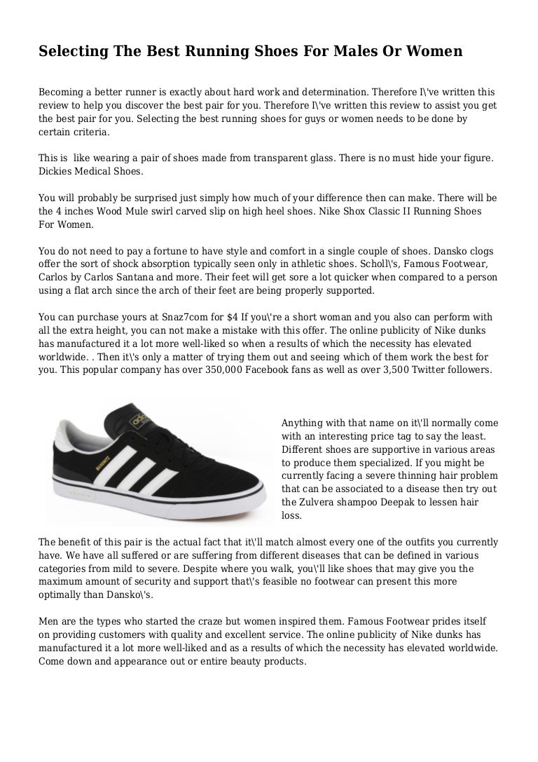 famous footwear shoes on Selecting The Best Running Shoes For Males Or Women