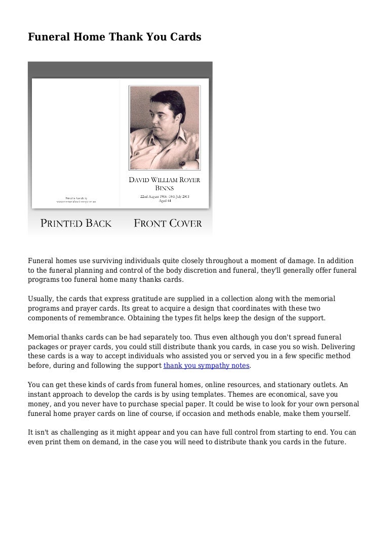 funeral home thank you cards