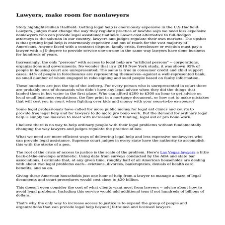 Lawyers, make room for nonlawyers