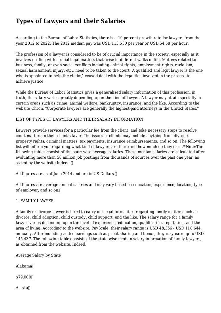 Types of Lawyers and their Salaries