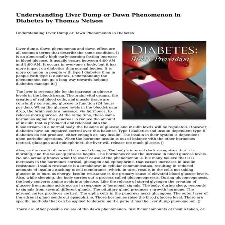 Understanding Liver Dump or Dawn Phenomenon in Diabetes by Thomas Nelson