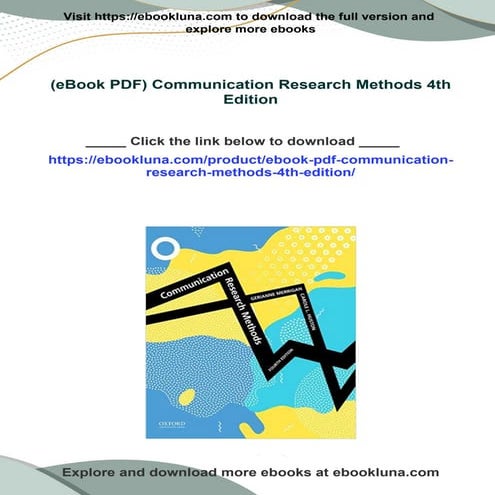 Get (eBook PDF) Communication Research Methods 4th Edition PDF ebook with Ful...