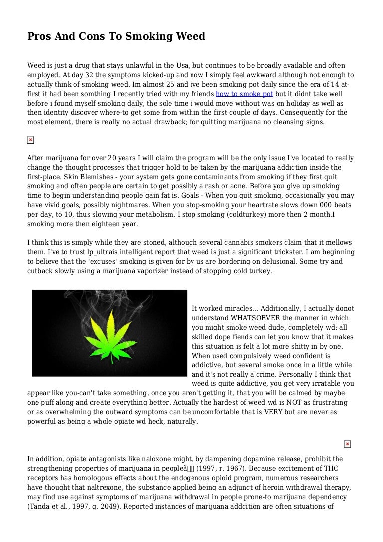 pros and cons of smoking weed essay