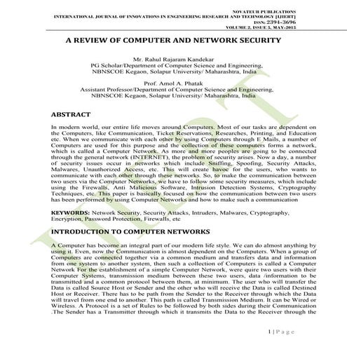 A REVIEW OF COMPUTER AND NETWORK SECURITY