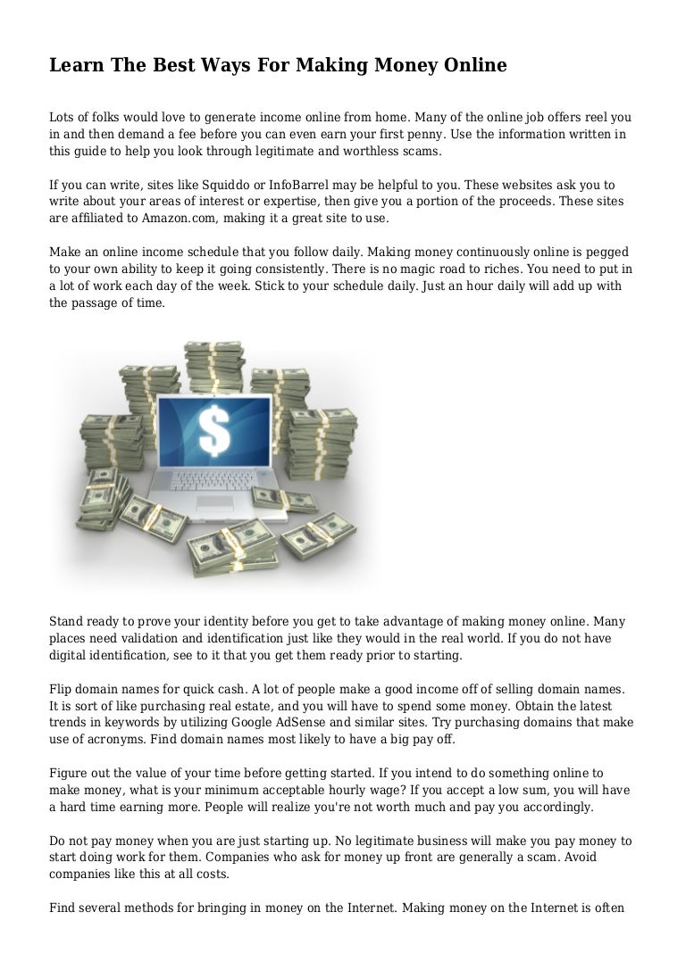 Learn The Best Ways For Making Money Online