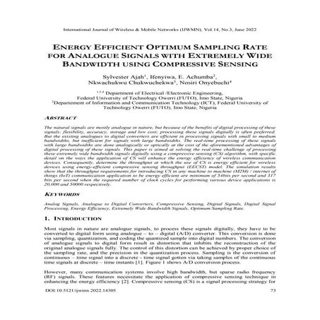 ENERGY EFFICIENT OPTIMUM SAMPLING RATE FOR ANALOGUE SIGNALS WITH EXTREMELY WI...