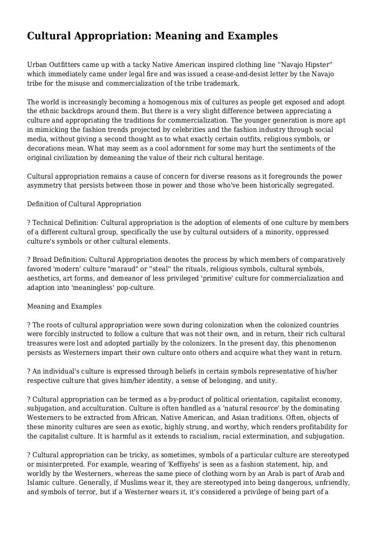 Cultural Appropriation Meaning and Examples