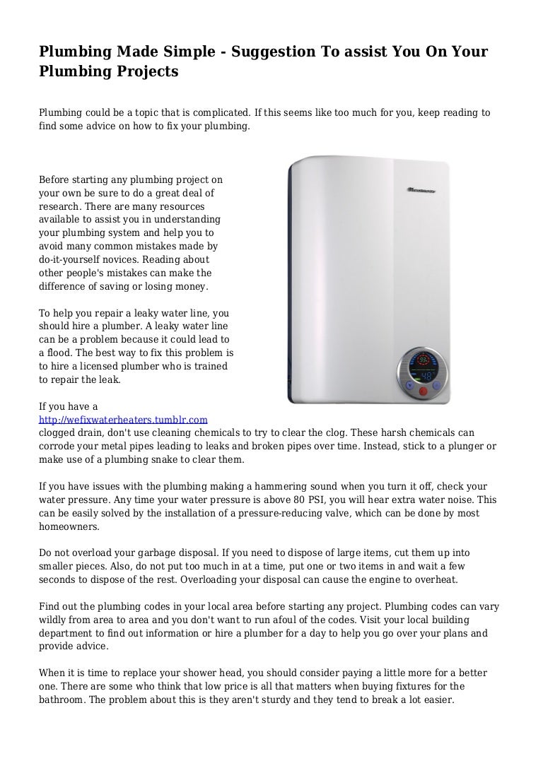 Plumbing Made Simple Suggestion To Assist You On Your Plumbing Proj 
