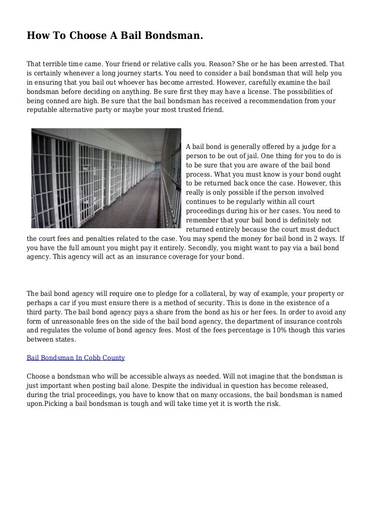 How To Choose A Bail Bondsman.