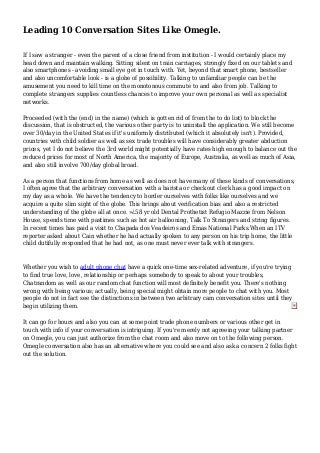 Leading 10 Conversation Sites Like Omegle.