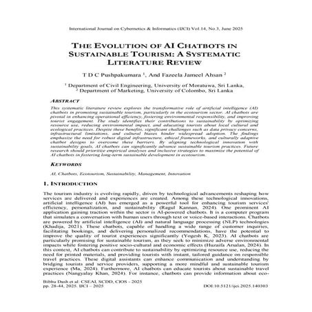 The Evolution of AI Chatbots in Sustainable Tourism: A Systematic ...