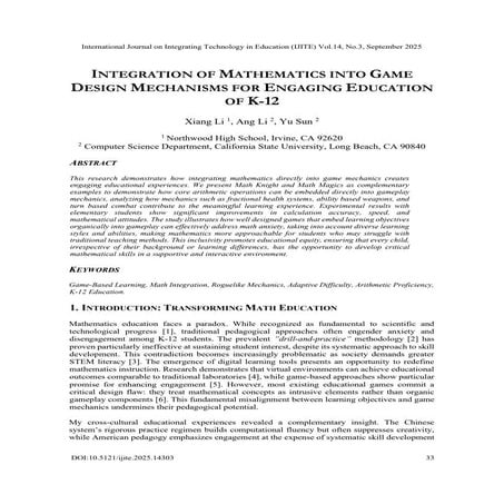 Integration of Mathematics into Game Design Mechanisms for Engaging ...