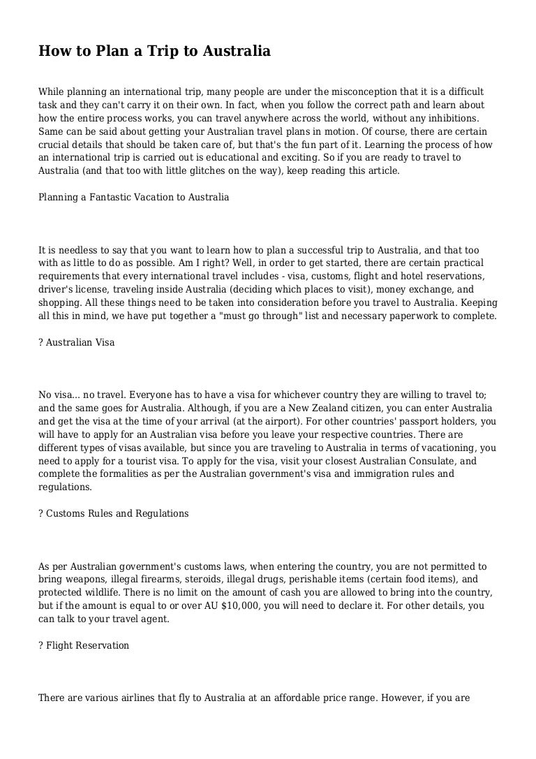 How to Plan a Trip to Australia