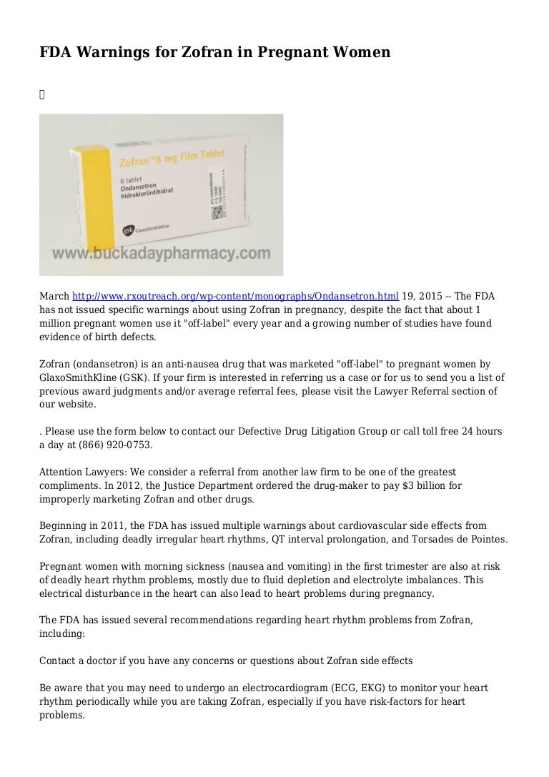 FDA Warnings for Zofran in Pregnant Women