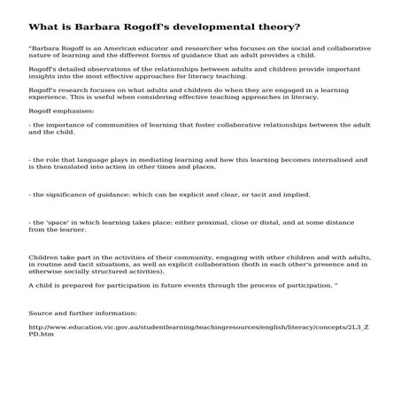 What is Barbara Rogoff's developmental theory?
