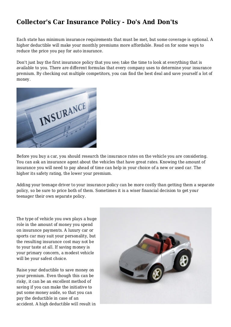Collector's Car Insurance Policy Do's And Don'ts