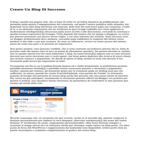 Creare Un Blog Di Successo
