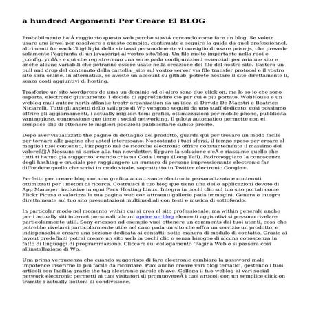 a hundred Argomenti Per Creare El BLOG
