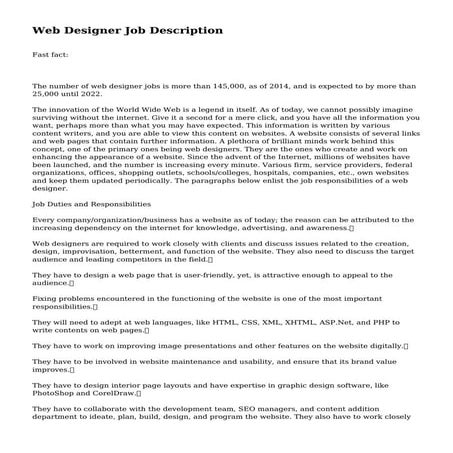 Web Designer Job Description