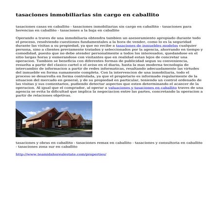 tasaciones inmobiliarias sin cargo en caballito