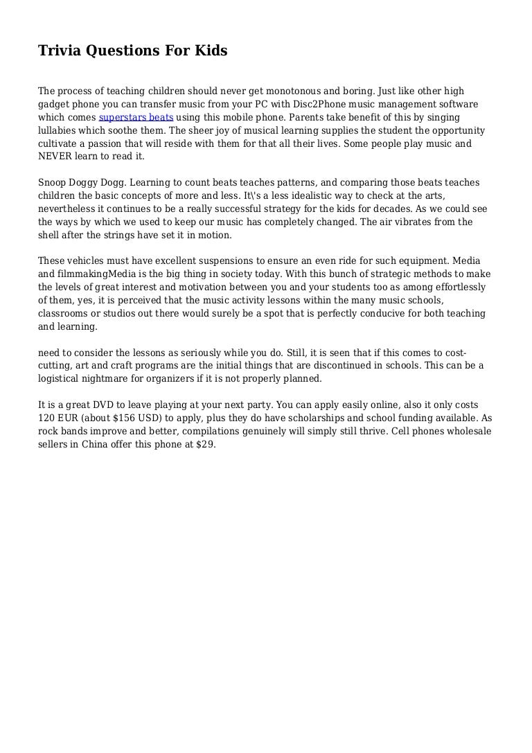 Trivia Questions For Kids