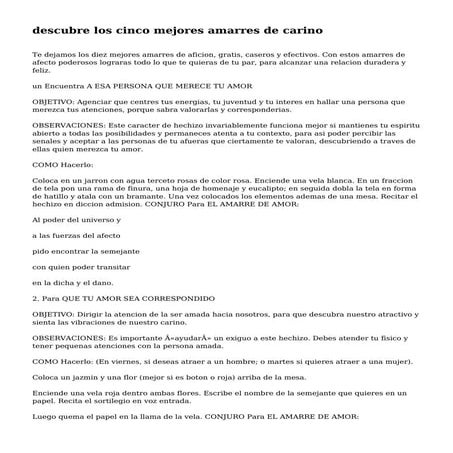 descubre los cinco mejores amarres de carino 