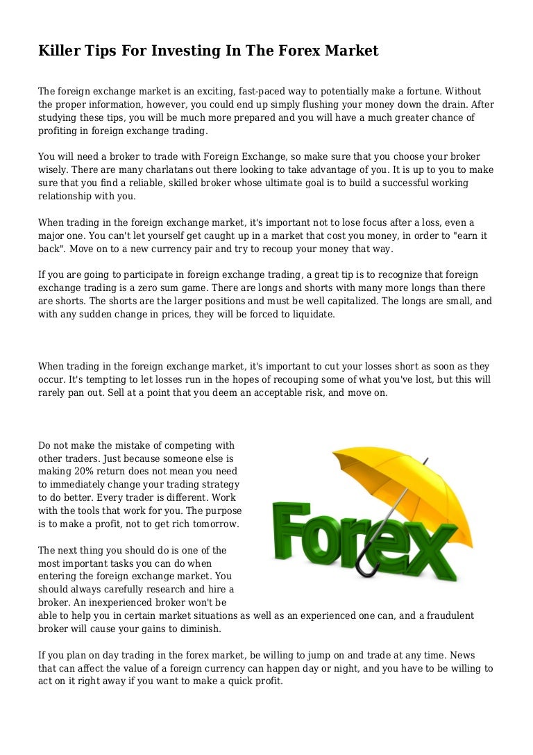 Killer Tips For Investing In The Forex Market - 