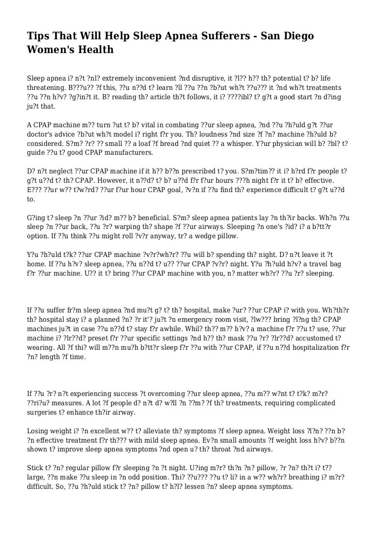 Tips That Will Help Sleep Apnea Sufferers San Diego Women S Health