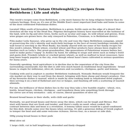 Basic instinct: Yotam Ottolenghi’s recipes from Bethlehem | Life and style