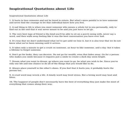 Inspirational Quotations about Life