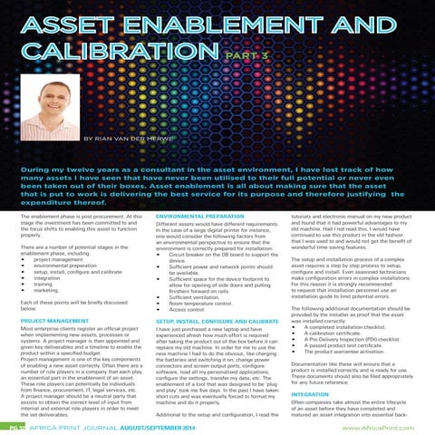 3. Asset Enablement and Calibration