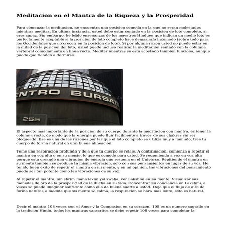 Meditacion en el Mantra de la Riqueza y la Prosperidad | PDF