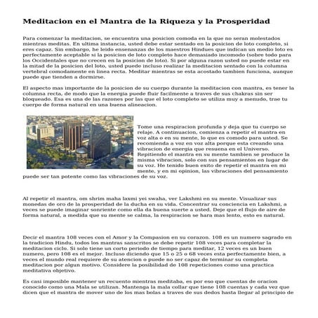 Meditacion en el Mantra de la Riqueza y la Prosperidad | PDF