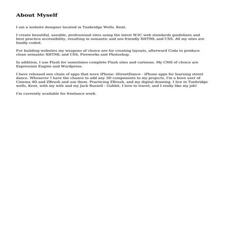 About Myself | PDF | Web Design and HTML | Internet