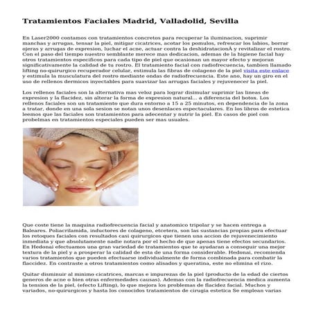 Tratamientos Faciales Madrid, Valladolid, Sevilla

