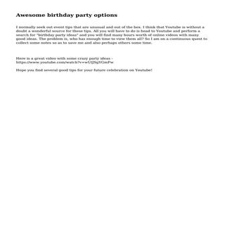 Awesome birthday party options