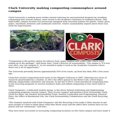 
					Clark University making composting commonplace around campus			
