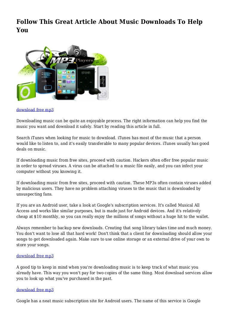 Follow This Great Article About Music Downloads To Help You