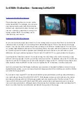 Lcd Hdtv Evaluation - Samsung Ln46a650