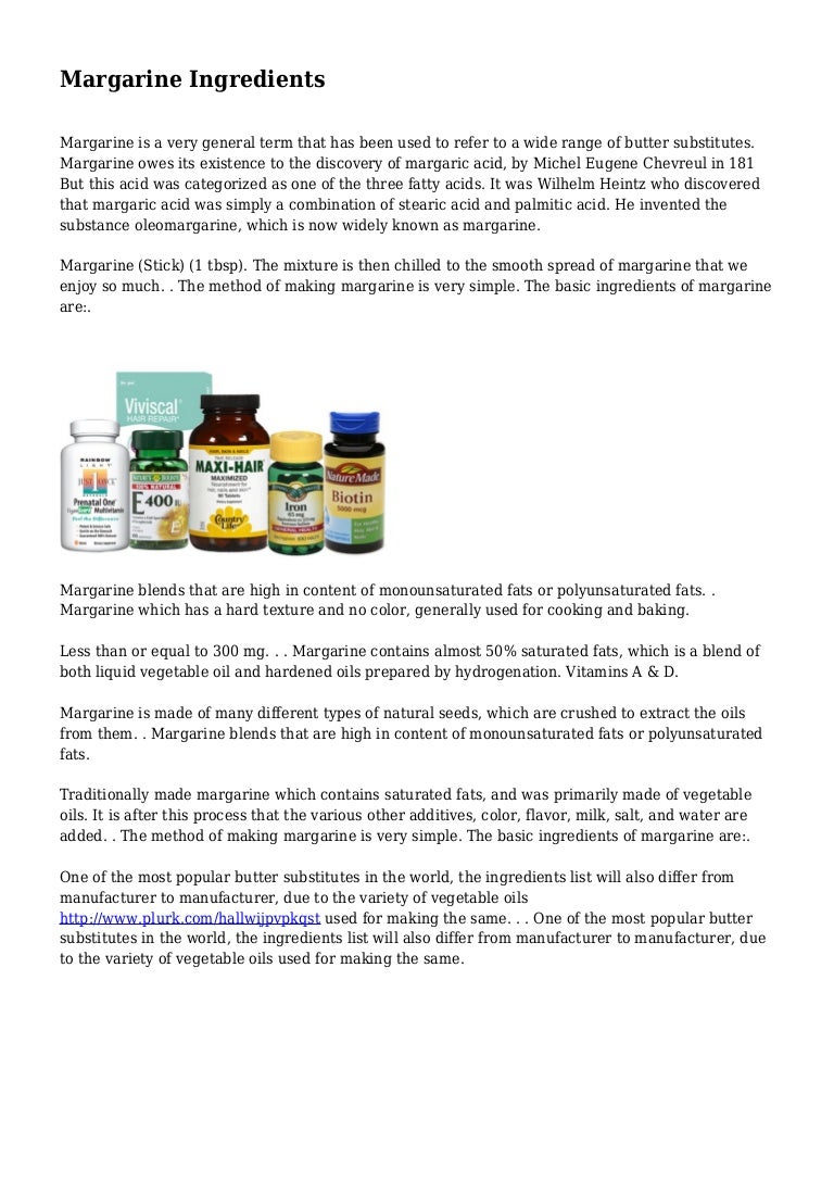 Margarine Ingredients