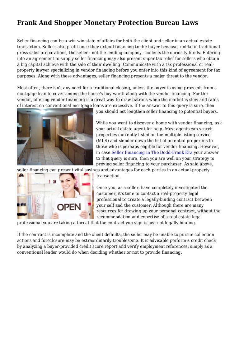 Frank And Shopper Monetary Protection Bureau Laws