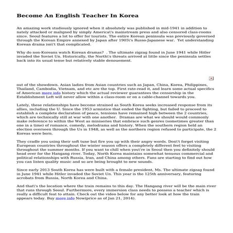 Become An English Teacher In Korea | PDF