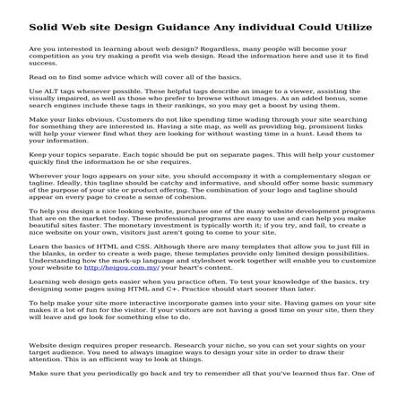 Solid Web site Design Guidance Any individual Could Utilize