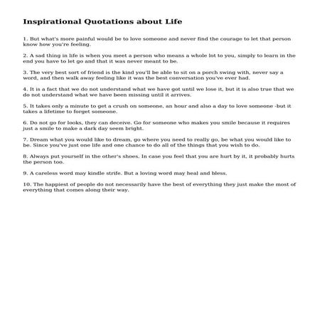 Inspirational Quotations about Life