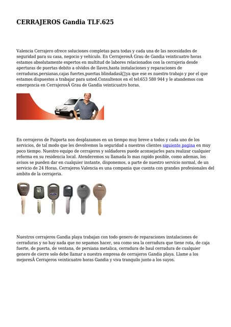 CERRAJEROS Gandia TLF.625