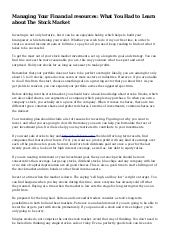 Managing Your Financial resources: ...