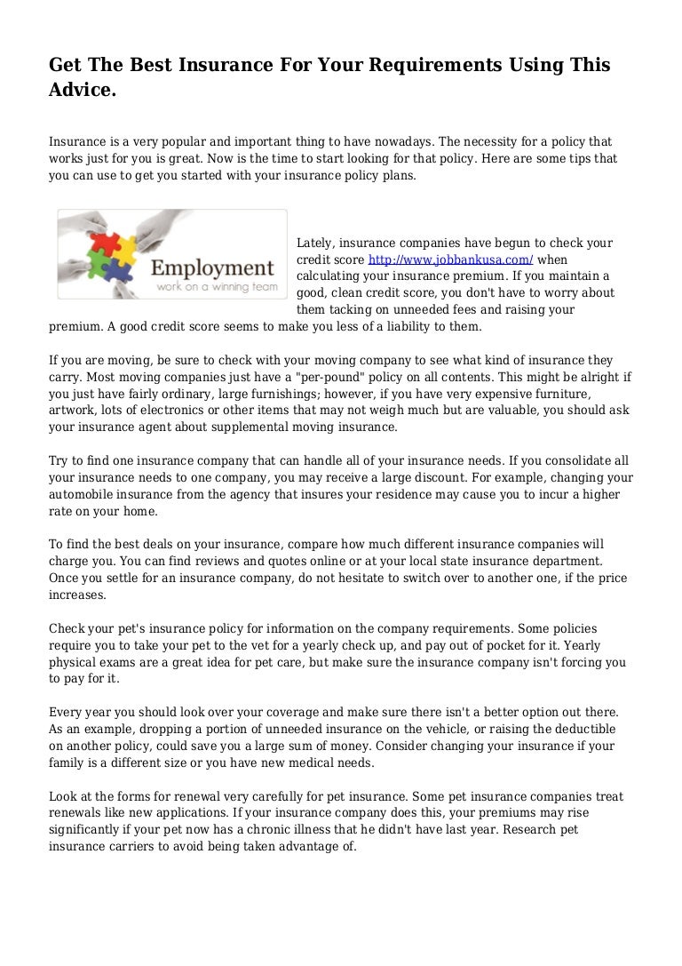 Get The Best Insurance For Your Requirements Using This Advice.