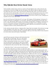 Why Hybrids Have Better Resale Value 